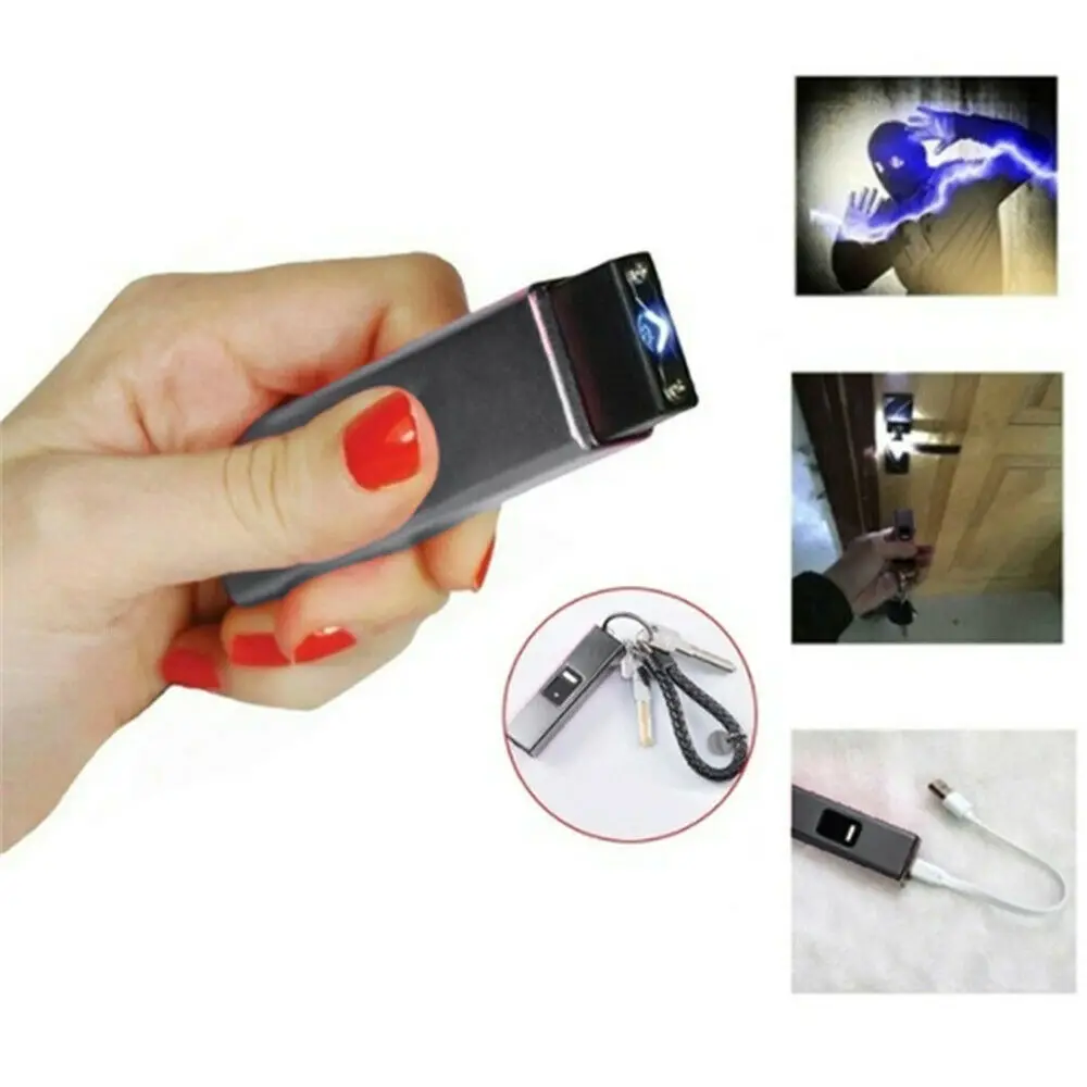 

Multi-functional Outdoor Flashlight Lamp Keychain Pendant Female Self-defense Telescopic Key Chain Mini Stun Gun