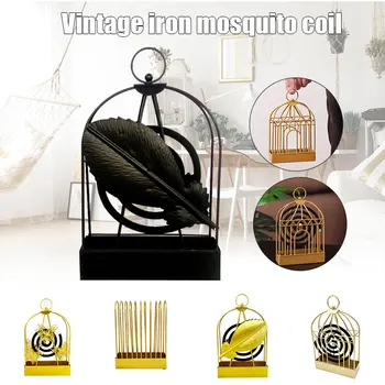

Portable Iron Mosquito Coil Holder Iron Mosquito Repellent Incense Birdcage Shaped Stand Rack BV789
