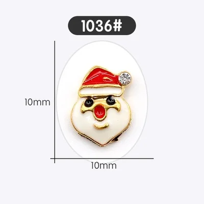 Золотой 10 pcs Hot-selling Christmas Series Nail alloy decoration flash cap drill stick nail DIY Japanese metal jewelry - Цвет: Золотой