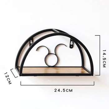 

Bedroom Wall Shelf Wrought Iron Semi-circular Storage Holder Organizer