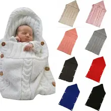 Детское одеяло для новорожденных, вязаные зимние теплые спальные мешки для пеленания
