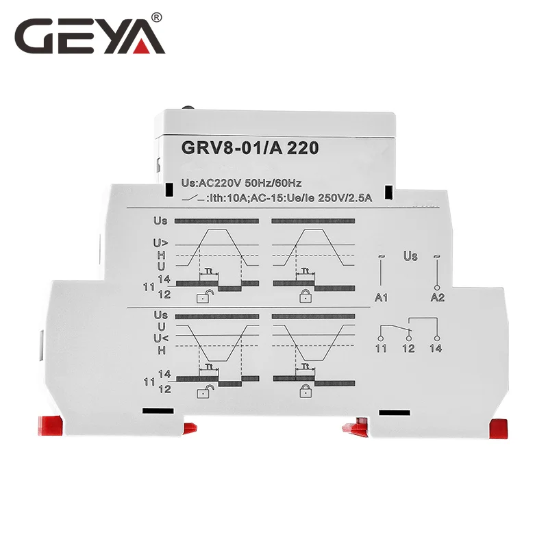 GEYA DC12V Напряжение реле сверх-Напряжение или под Напряжение напряжения тока автомат защити цепи 220V 10A электрические Напряжение реле контроля GRV8-01