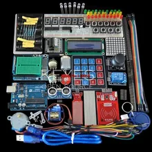 Uno-Starter Kit Arduino Uno R3, placa de desenvolvimento e suporte, motor de passo, Servo, 1602 LCD, fio de ligação