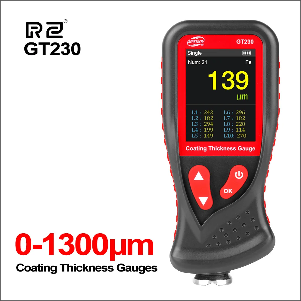 GT235 Paint Coating Thickness Gauge – Digital Meter 0-1800µm, Auto Magnetic/Non-Magnetic, Backlit LCD, Car Paint Check