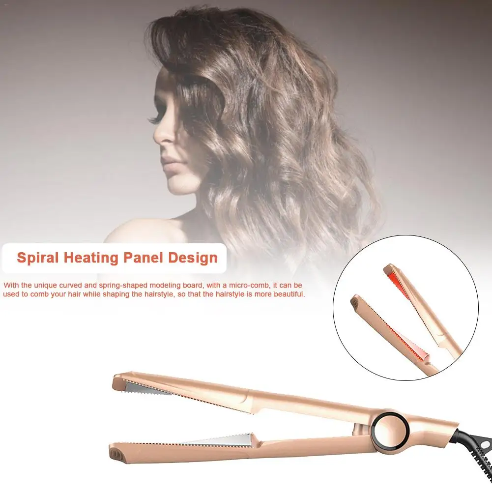 

2-In-1 Spiral Hair Straightener Dual Use Four-level Temperature Control Hair Curling Wands Hair Straightening Irons Beauty Tool