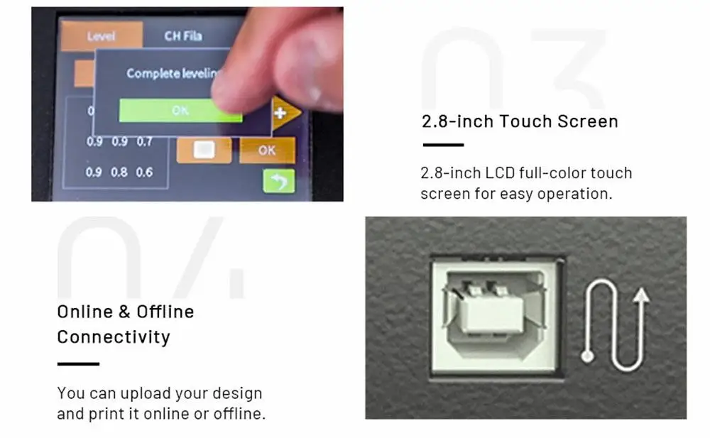 EUUS Shipping Anet ET4 3D Printer All-Metal Frame Auto Leveling 2.8 Touch Screen 3D Printer DIY Kit 220220250mm (24)