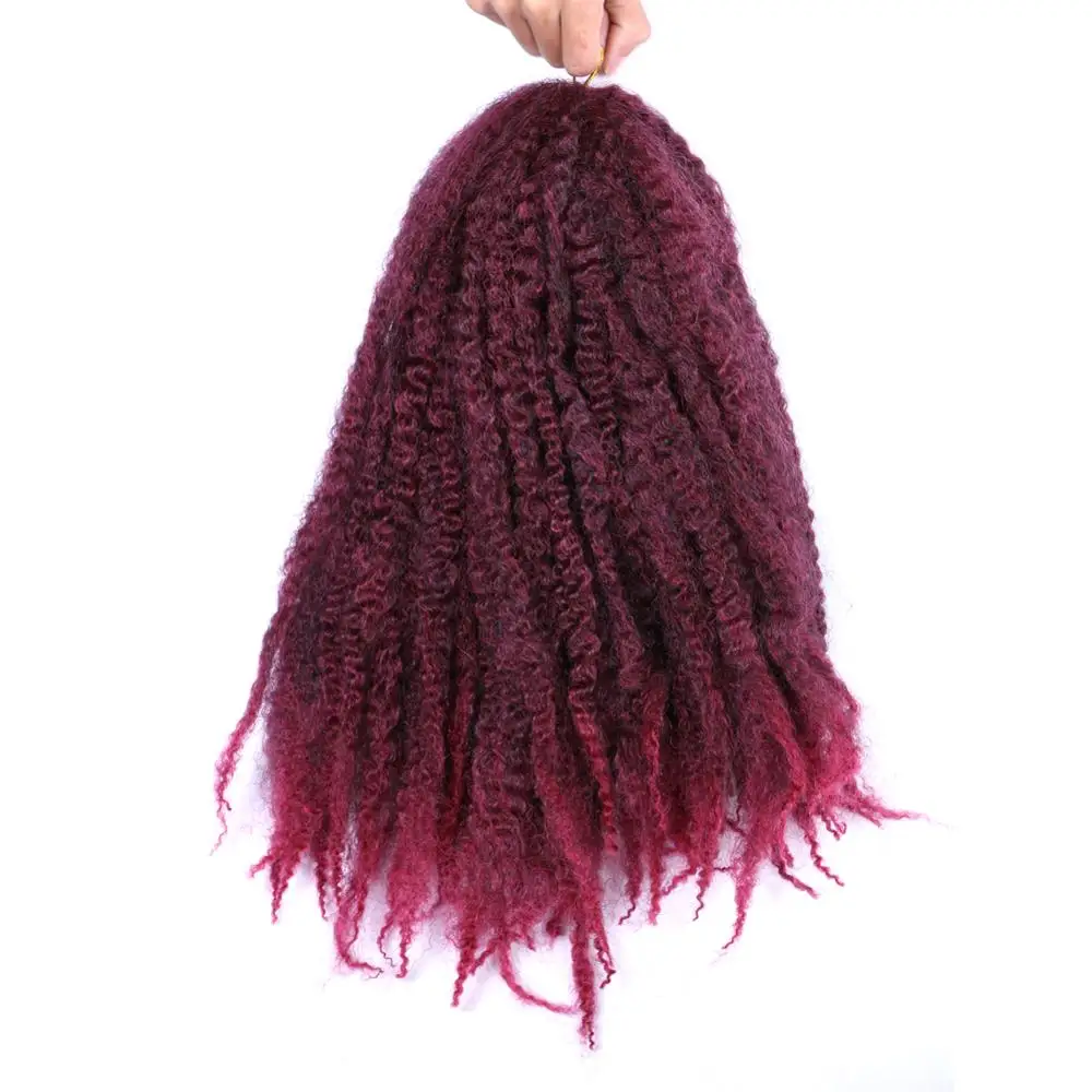 Pervado волосы 1" афро кудрявые Marley косички волосы фиолетовый коричневый серый синтетические вязанные косички для наращивания волос коллекция Janet - Цвет: T1B/бордовый