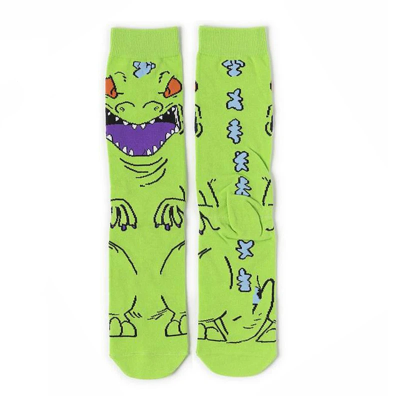 

LT858 1 pair Dinosaur Personalise Reptar Men Cotton Socks Clown Famous Horror Movie Socks Unisex Funny Novelty Socks