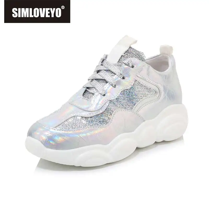 

SIMLOVEYO 2019 NEW Women Chunky Sneakers Platform Spring Shoes Sequined Casual Bling Female footwear Dad Shoe Zapatillas Mujer