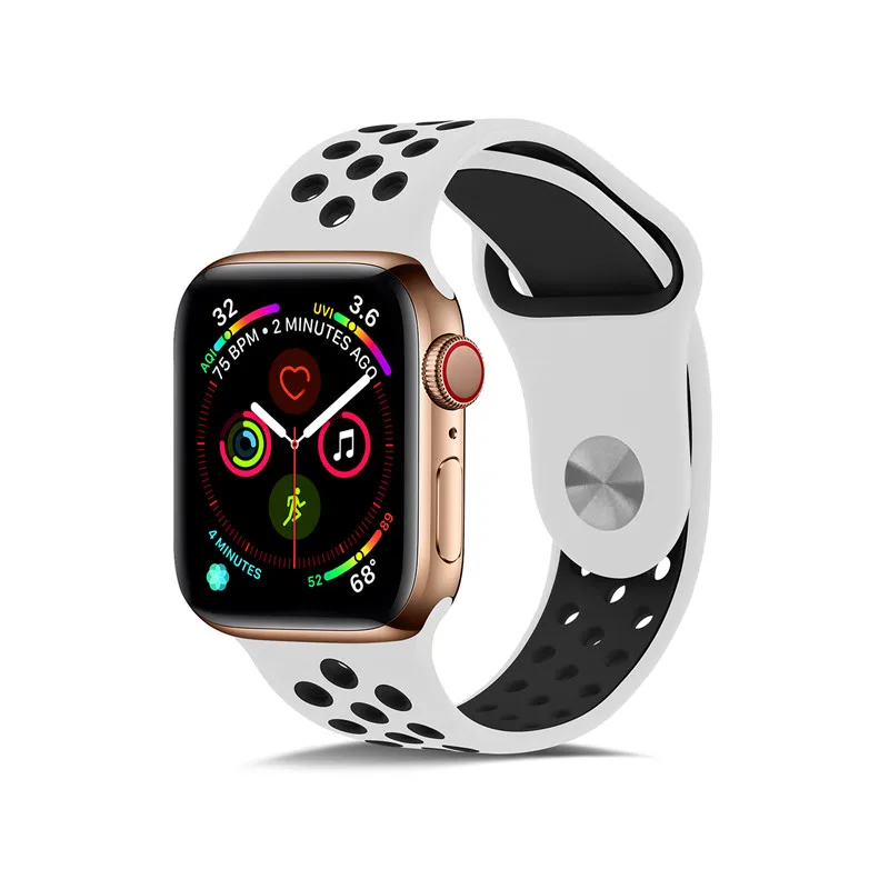 Силиконовый спортивный ремешок для apple watch 5, 4, 40 мм, 44 мм, ремешок для браслета iwatch 42 мм, 38 мм, серия 5, 4, 3, 2, 1 аксессуар - Цвет ремешка: white black