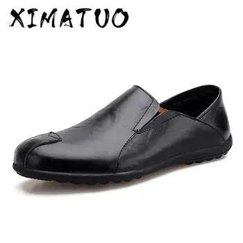 

Genuine Leather Men Casual Shoes Brand Summer Mens Loafers Moccasins Breathable Slip on Black Driving Shoes Men Plus Size 37-47