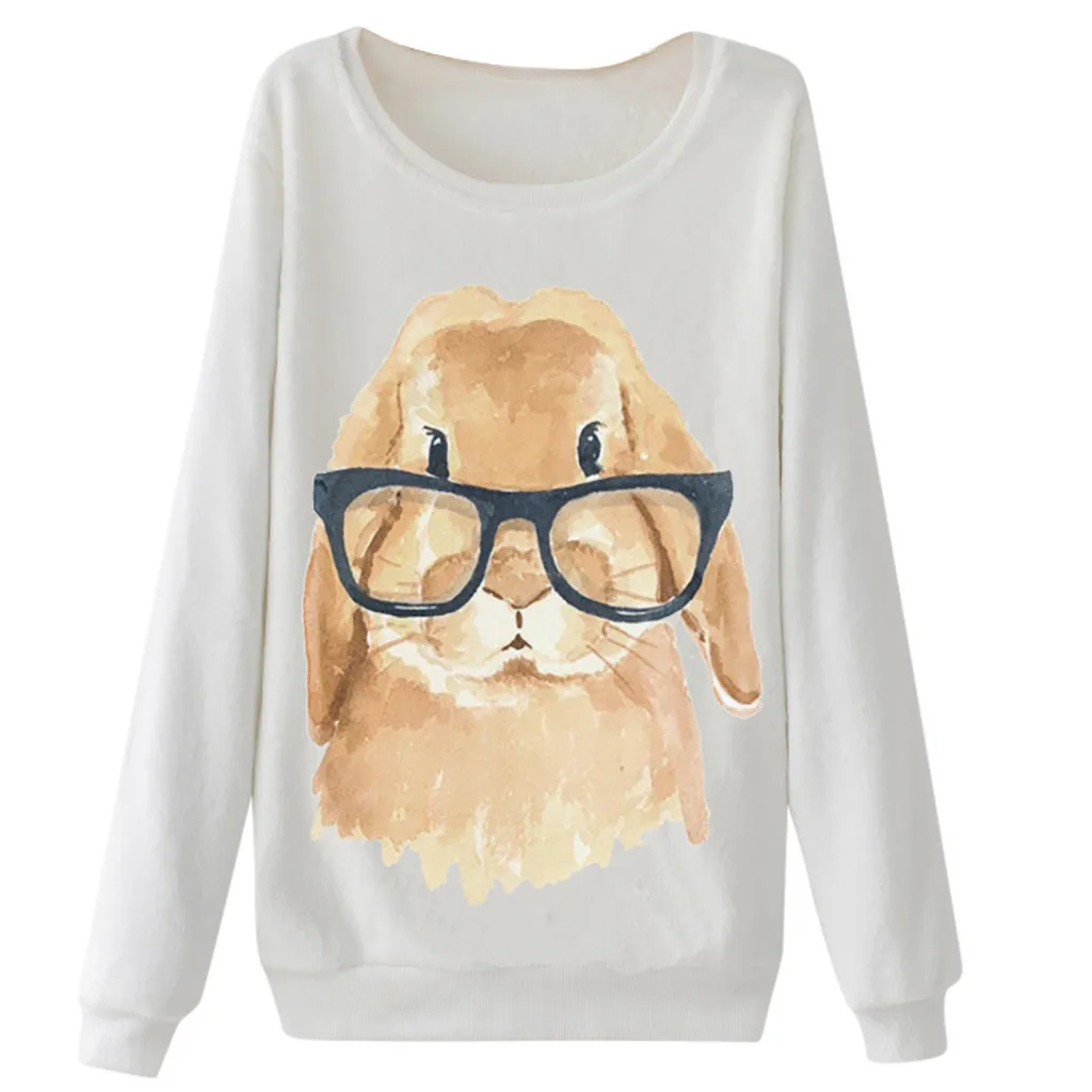 

Pullover Hoodies Womens Casual Long Sleeve Rabbit Sweatshirt Blouse Tops Pullover Flannel Jumper Top Plus Size Sudaderas Mujer