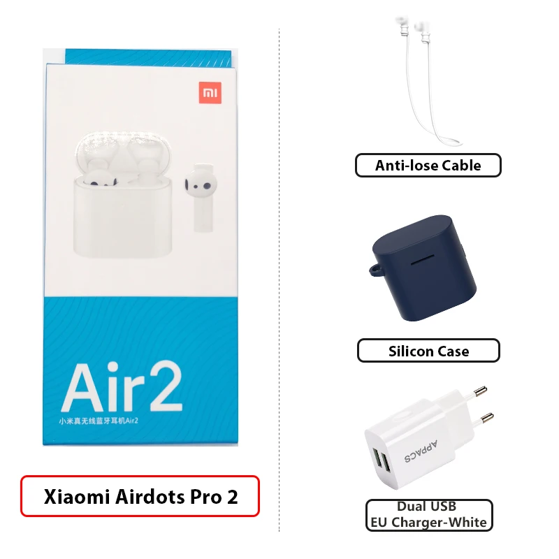 2 Add ChargerCableDC Новые Xiao mi Airdots Pro 2 mi True беспроводные наушники 2 TWS наушники Air 2 LHDC Tap управление Dual mi C ENC - Цвет: 2 Add ChargerCableDC