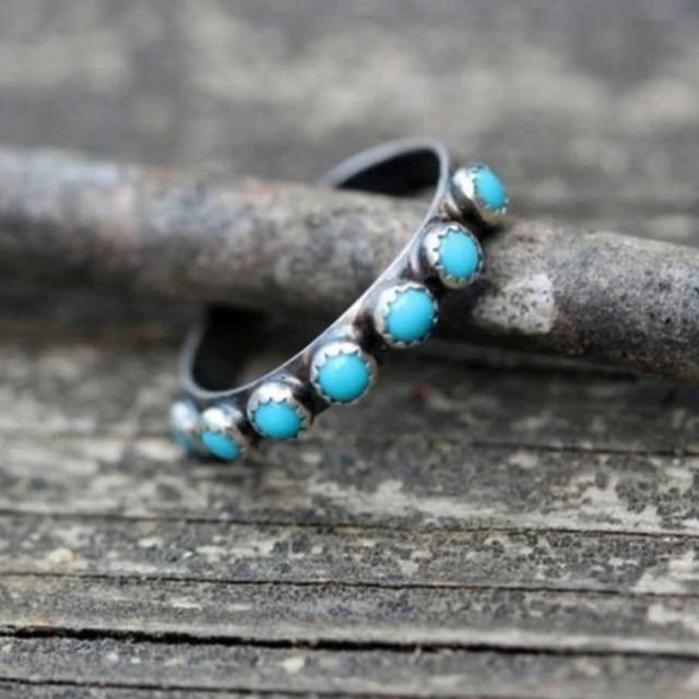 Band Natural Stone Rings For Women Men Vintage Red Blue Beads Turquoises Finger Rings Party Jewelry Valentine's day Gifts