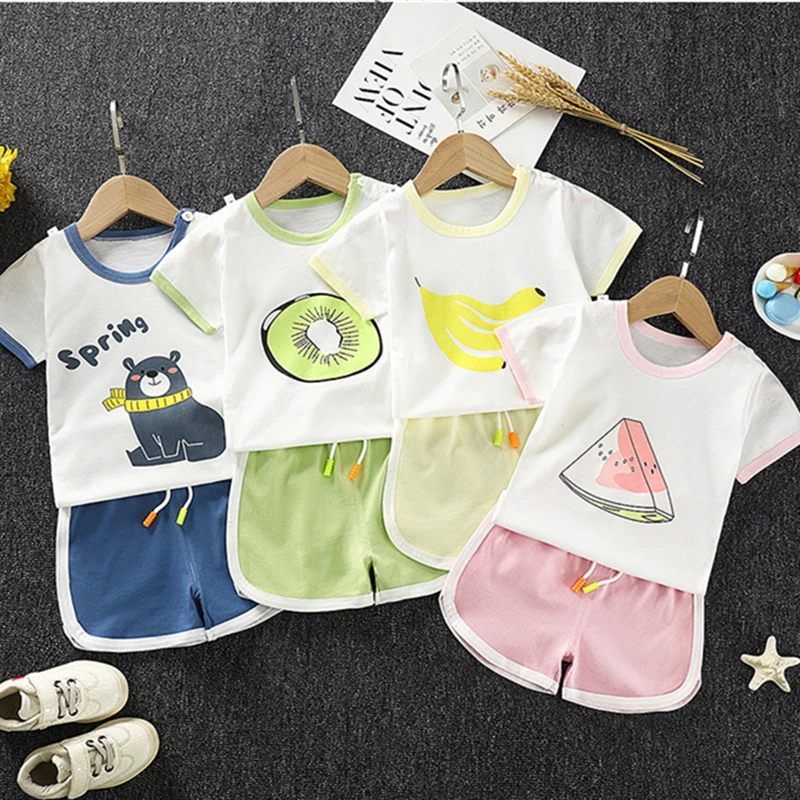 Baby Boys Girls Summer Clothing Set Infant Clothes Suit Children's Short Sleeve + Shorts 2Pcs Toddler Suit Kids Sport Outfits
