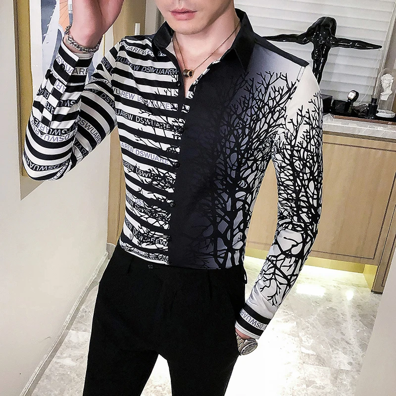 British Style Business Work Shirt Men Fashion 2020 Long Sleeve Men Striped Shirts Slim Fit Digital Print Prom Tuxedo Dress 3XL-M British Style Business Work Shirt Men Fashion 2020 Long Sleeve Men Striped Shirts Slim Fit Digital Print Prom Tuxedo Dress 3XL-M