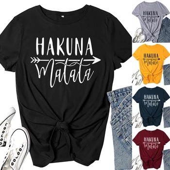 

Showtly HAKUNA MATATA Female T Shirt Summer Women 2020 Short Sleeve Tee Shirts 6 Colors Casual T-shirts Dropshipping