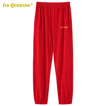 

Cotton Plus Size New Long Pants Lounge Pants Red Sleep Bottom Solid Sports Style Pants for Woman Letter Printing Pijama Pants