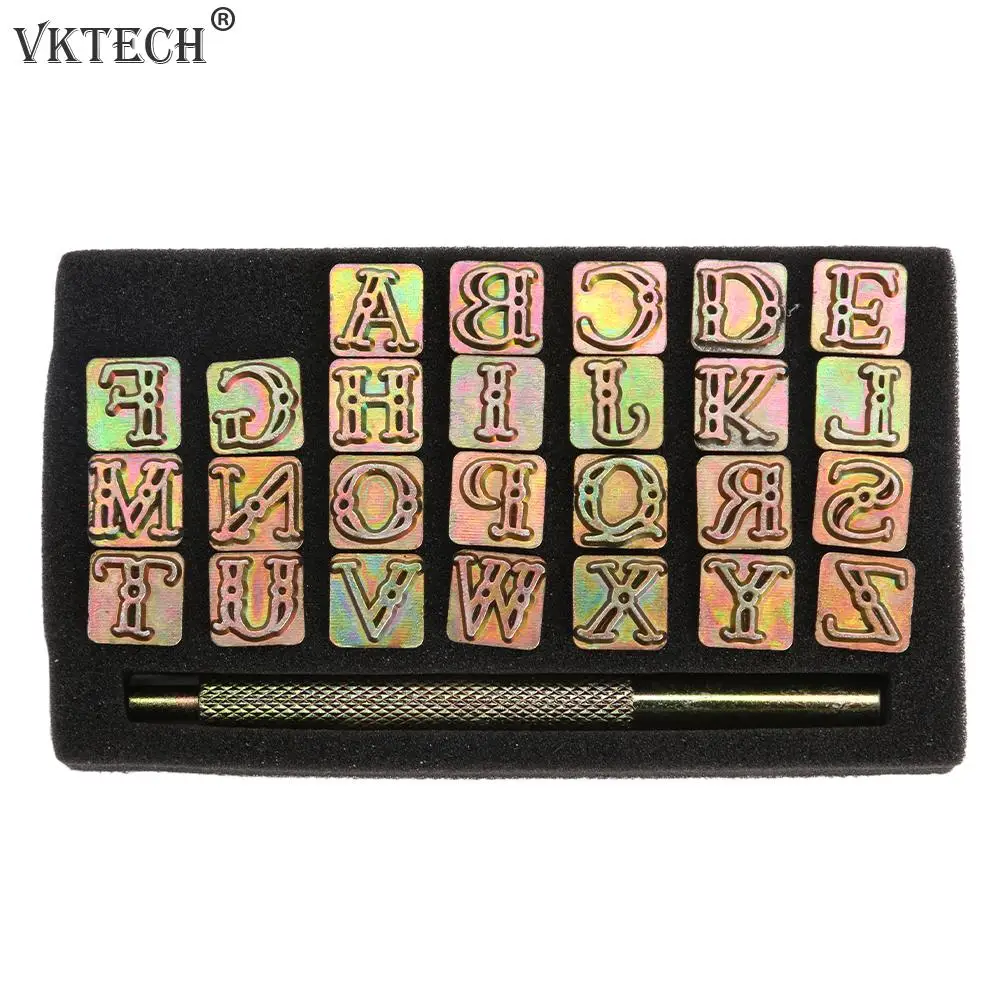 26 Stamps Zinc Alloy Letters Stamping Symbol Set Leather Marking Tools Metal Leather Punching Tools DIY Craft Number Letter Stamp Set Leather Craft Stamps Leather Letter Punch Alphabet Number Stamp Set Metal Stamping Marker
