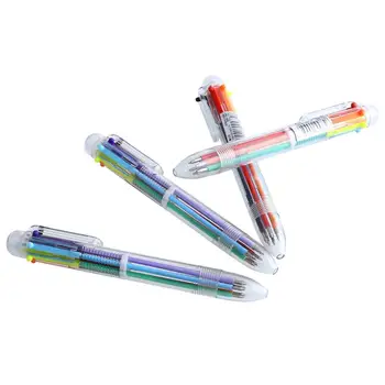 

10pcs School Supplies Pen Write Ballpen 6 Colors in 1 Ballpoint Automatic Ballpoint Pen 0.7mm Refills Writing Tools Office