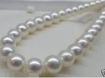 

HUGE AAA 11-12MM ROUND SOUTH SEA GENUINE WHITE PEARL NECKLACE 18"14K