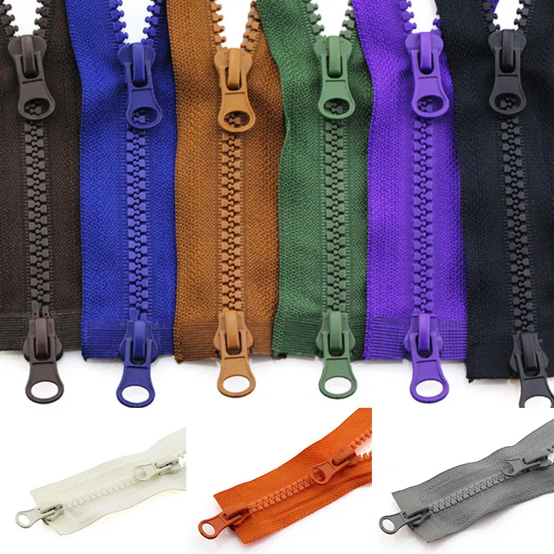 5# Resin Zippers Open-end Tail Double Side Sliders Colorful Zipper Locks  For Sewing Garment Repairs Long Zip Handmake Supplies