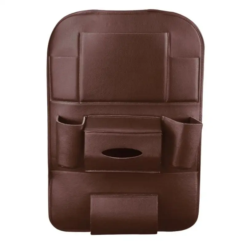 Автомобильная автоматическая спинка для сиденья сумка для хранения из искусственной кожи многочисленный карман органайзер держатель сумка против царапин и защиты окружающей среды - Название цвета: Light Brown
