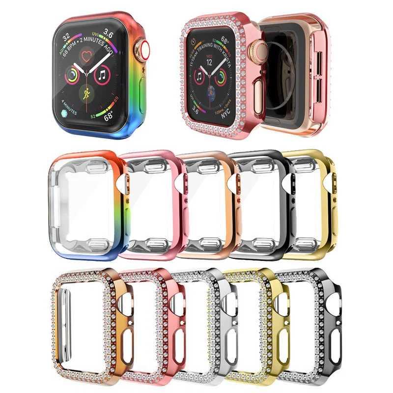 

10pcs Diamond Bumper Protective Case for Apple Watch 6 SE 5 4 3 2 38MM 42MM For Iwatch 6 5 4 40mm 44mm watch band strap Fhx-49k