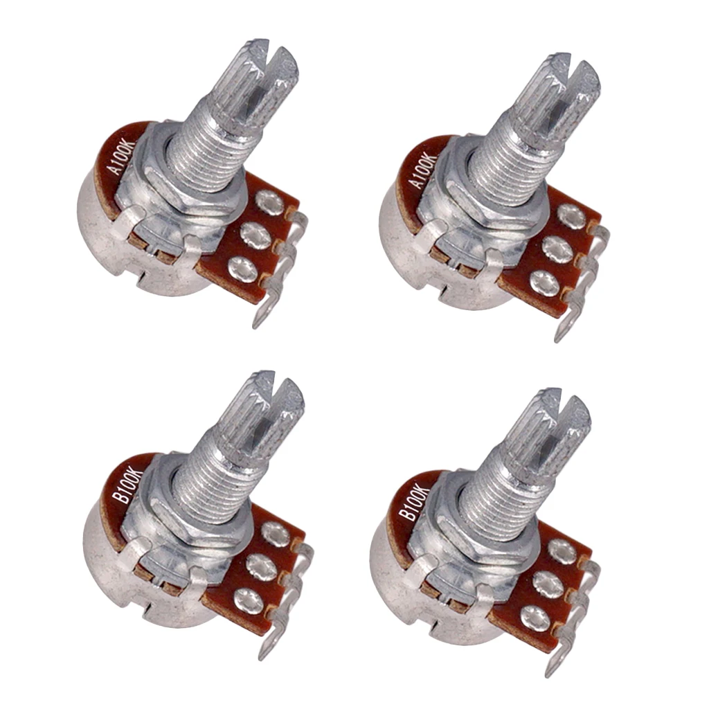 Guitar Potentiometer Long Split 18mm Shaft 100K Guitar Potentiometer Pot 4pcs Split Guitar Volume & Tone Pot Control Audio Taper Potentiometer