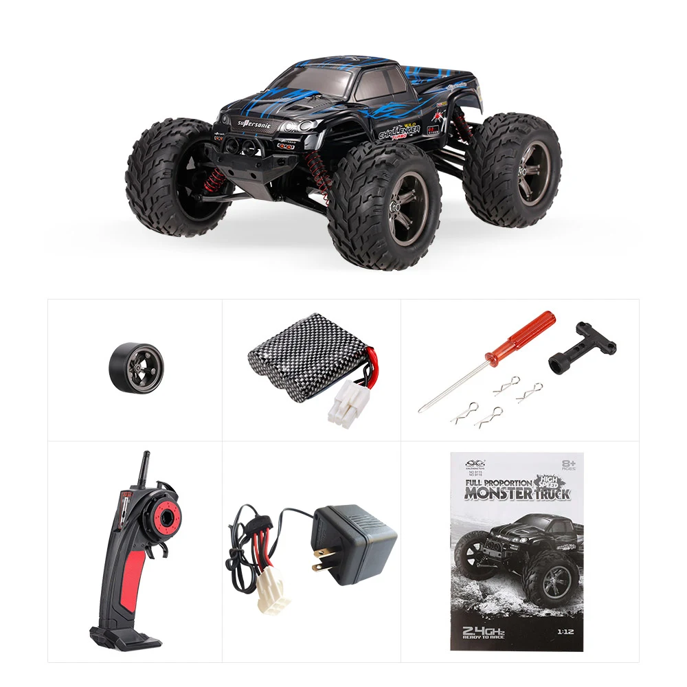 9115 1/12 2WD RC автомобиль 40 км/ч 2,4 ГГц Электрический RTR высокая скорость скалолазание RC автомобиль амортизация дизайн большой ноги RC автомобиль игрушки для детей - Color: Blue-US plug