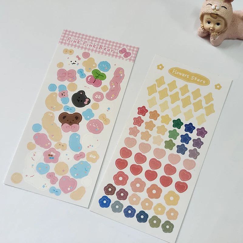 Simpatico Orso Stella Amore Cuore Adesivi Kawaii Arcobaleno Stick Etichetta Decorazione Scrapbooking Diario Fotografico Ins Album Di Cancelleria