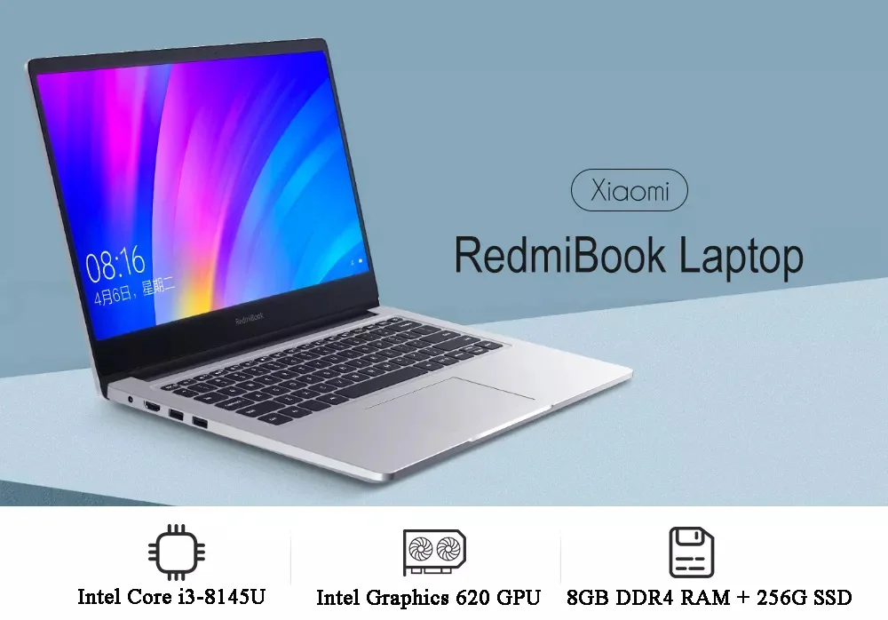 Sale Original Xiaomi RedmiBook Laptop 14.0 inch Intel Core i3-8145U Intel UHD Graphics 620 8G DDR4 256G SSD Ultra Thin Notebook 2