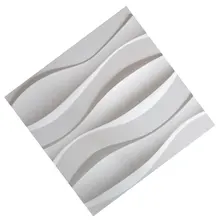 Матовые Белые ПВХ текстуры украшения 3D стеновые панели большая волна 3D обшивка 19," x 19,7"(12 шт.) для дома и улицы Decorati