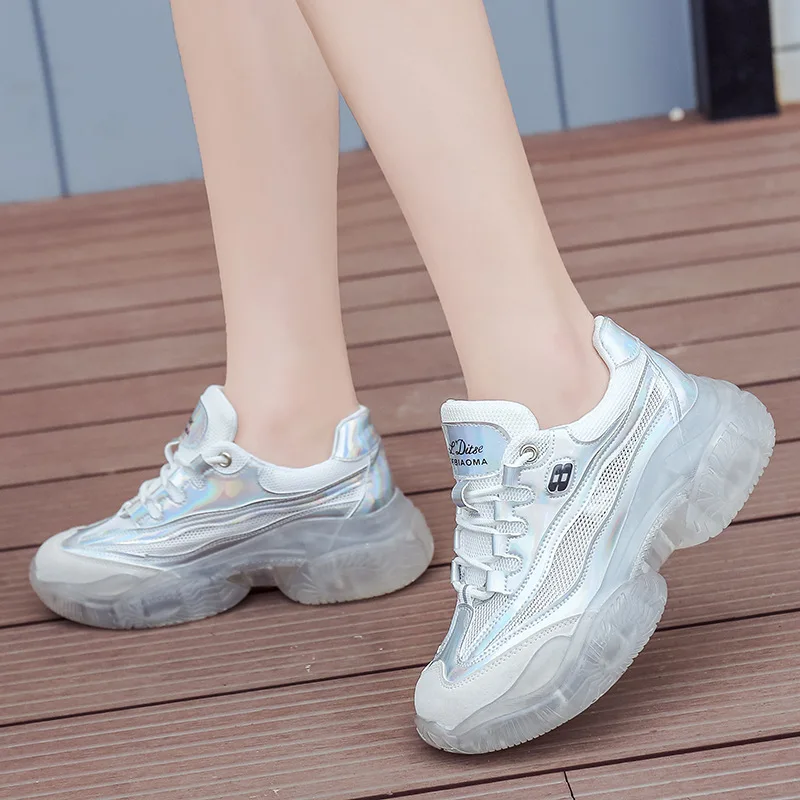 

2019 Korean-style Hot Selling Daddy Shoes INS Online Celebrity Jelly Extra High Breathable Mesh Sports Platform Shoes Low-cut Sh