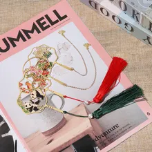 1 шт. Закладка в китайском стиле, латунная цветная книжная клипса, ретро кисточка, языческая металлическая маркировка, маркеры для книг, канцелярские товары, школьные принадлежности