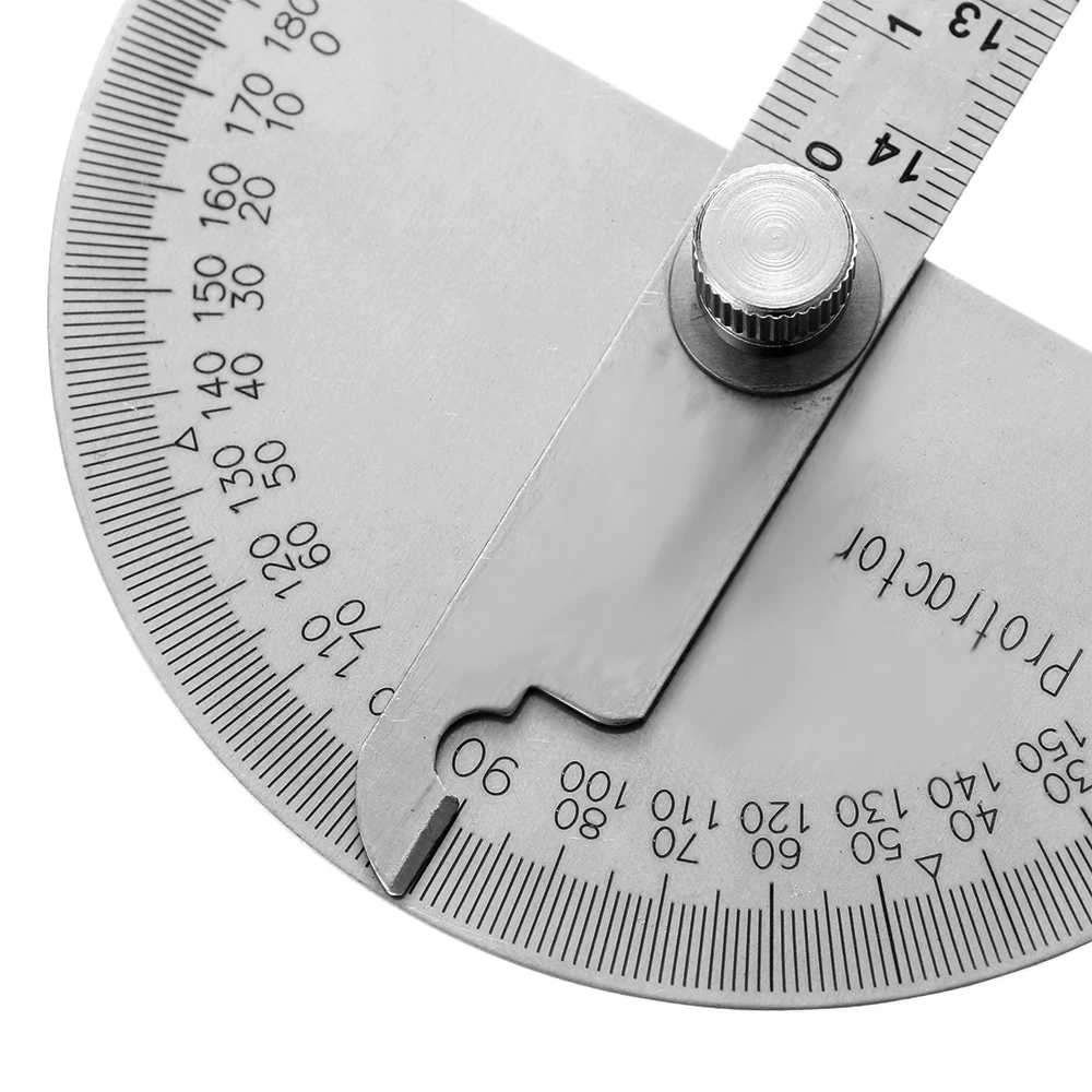 1pc Multifunction Stainless Steel Craftsman 180 Degree Rotary Angle Finder Protractor Adjustable Round Head Measuring Ruler