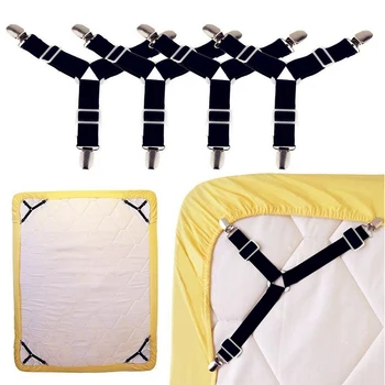 

4Ps/Set Adjustable Bed Sheet Holder Multifunction Convenient Bed Mattress Cover Blanket Fastener Fixing Slip-Resistant Belt Hook