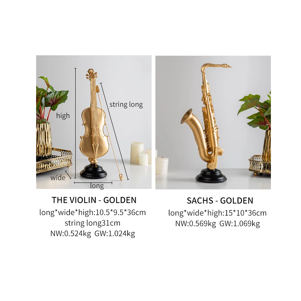 Modern Resin Violin Model Home Decoration Nordic Music Figurine Saxophone Statue Art Sculpture Office Desk Decorative Accessorie