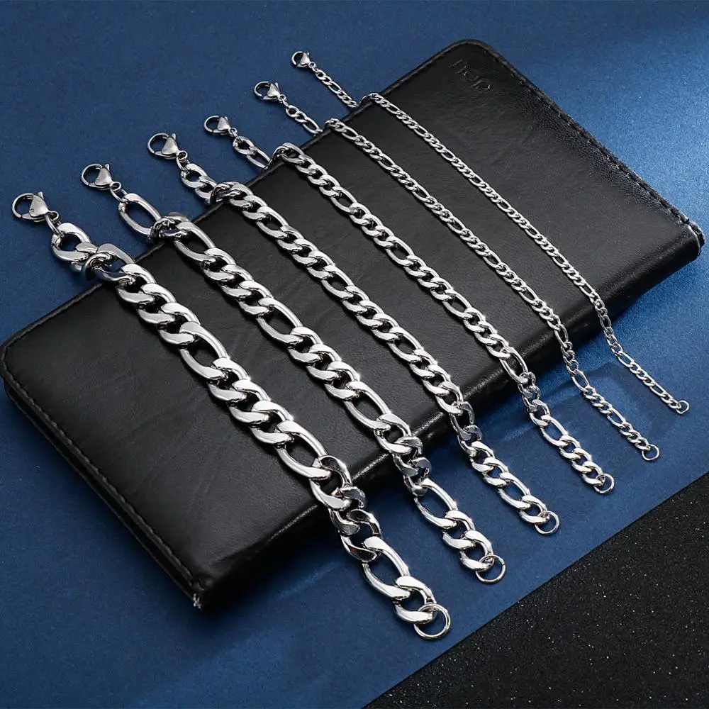 Men Women Stainless Steel Bracelet 13 Mm 8 Inches Curb Chain Vintage Jewelry  Punk Fan Factory Offer - Bracelets - AliExpress