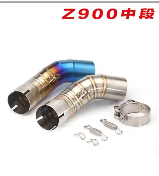 

Motorcycle modified stainless steel mid section Z900 semi-blue modified mid section modified small hexagon exhaust pipe Z900