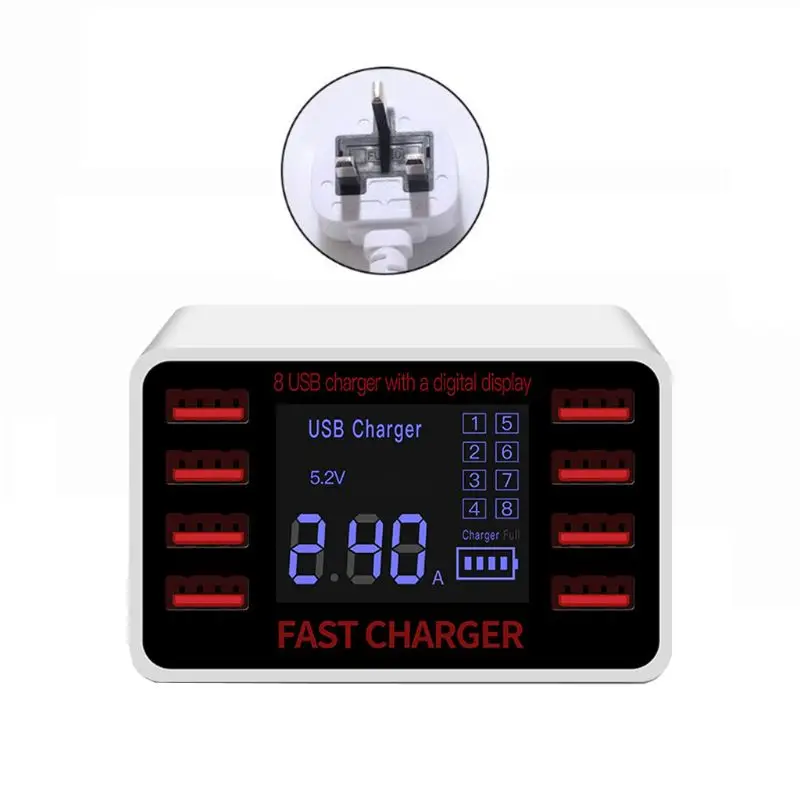 OOTDTY 5V 2.4A 8 портов USB зарядное устройство светодиодный индикатор Тока зарядная док-станция адаптер W91A