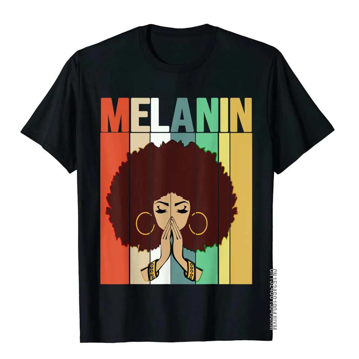 Melanin Vintage Retro Afro Woman Queen Black History Month T-Shirt__97A597black