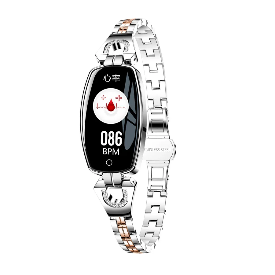 H8 Смарт часы женские водонепроницаемый мониторинг сердечного ритма фитнес-трекер Bluetooth для Android IOS умный Браслет «Умные» часы - Цвет: Silver