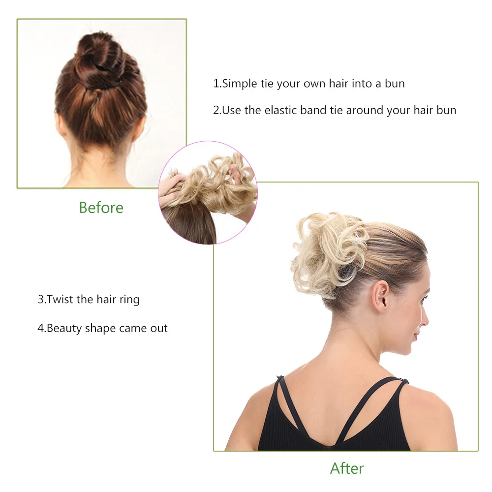 Delice Girls Curly Scrunchie Chignon With Rubber Band Brown Gray