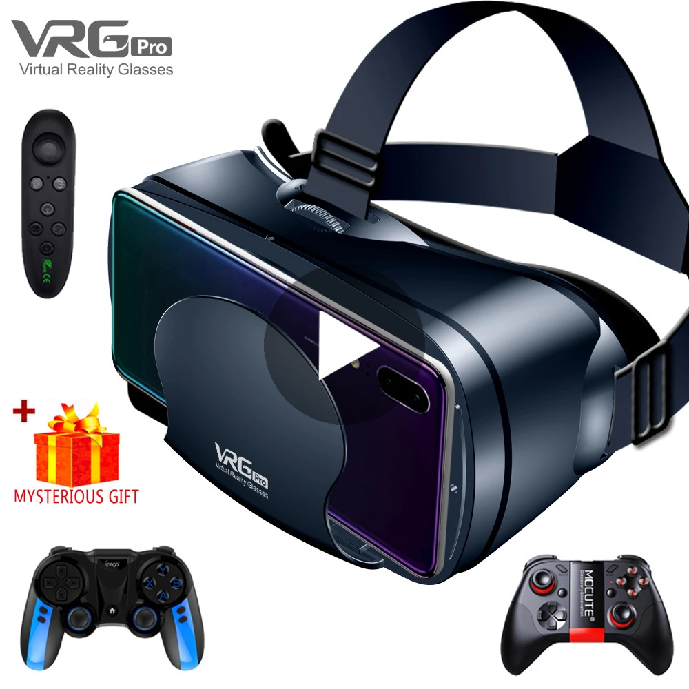 Casco de realidad Virtual 3D VR, gafas inteligentes para teléfonos inteligentes, teléfono móvil, binoculares de 7 pulgadas con controladores