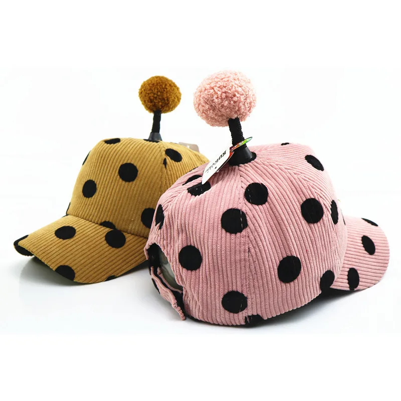 New Baby boy girl Hat Baby autumn and winter hat cute children antenna hair ball corduroy cap kids baseball caps snapback