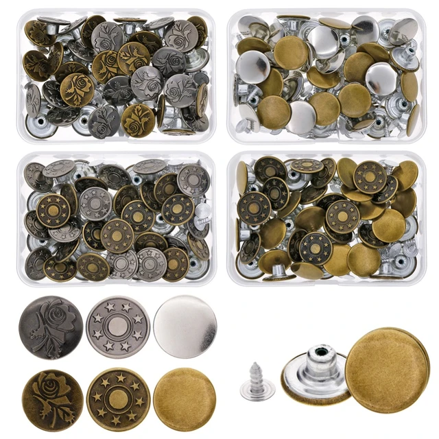 40 Set Metal Denim Jeans Tack Snap Buttons Rivets Repair