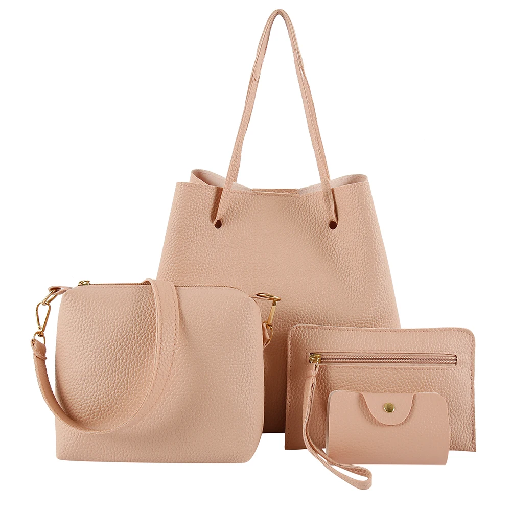 4 шт. женская сумка набор Модный женский кошелек и сумочка четыре части сумка через плечо сумка-тоут сумка-мессенджер Прямая - Цвет: Lotus