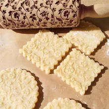 Скалка Рождественская Скалка Выгравированная резная деревянная рельефная Скалка кухонный инструмент rouleau patisserie motif#4D11