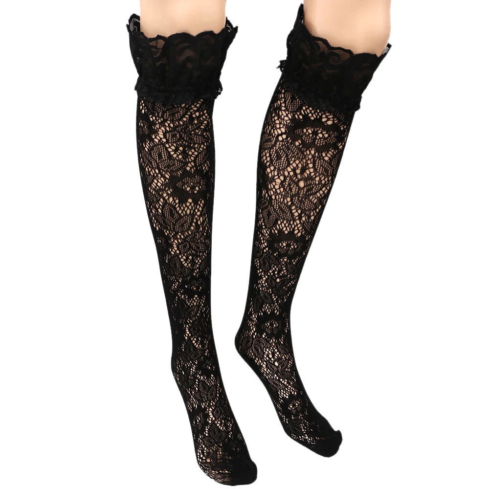 1 пара женские кружевные колготки с цветочным принтом|thigh high stockings|high stockingsfashion